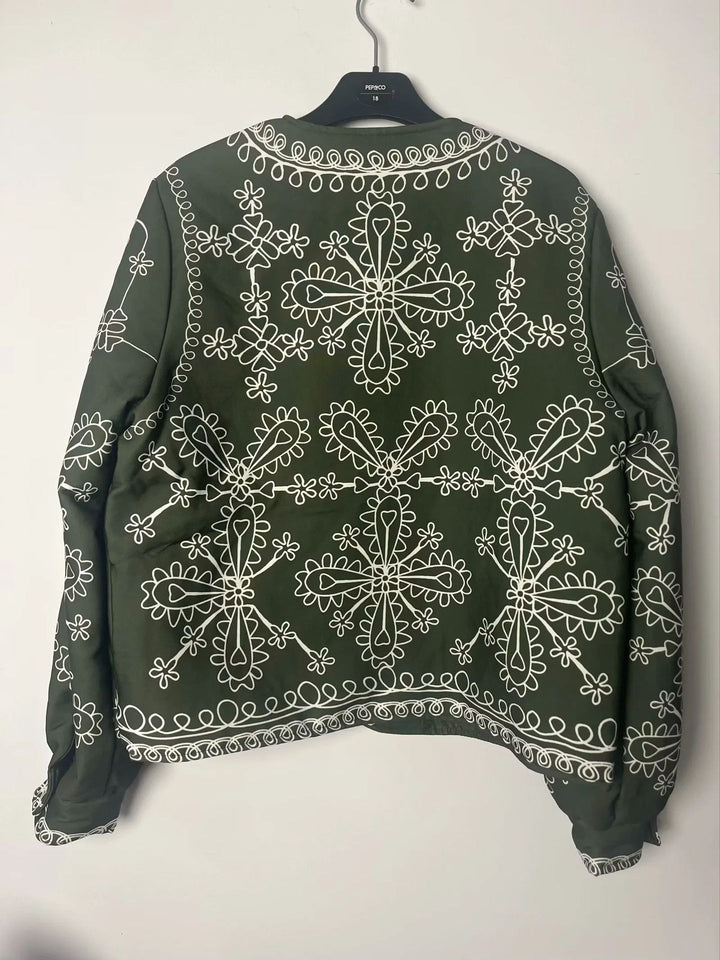 Damen gestickte Jacke mit floralem Design und modernem Schnitt Drune