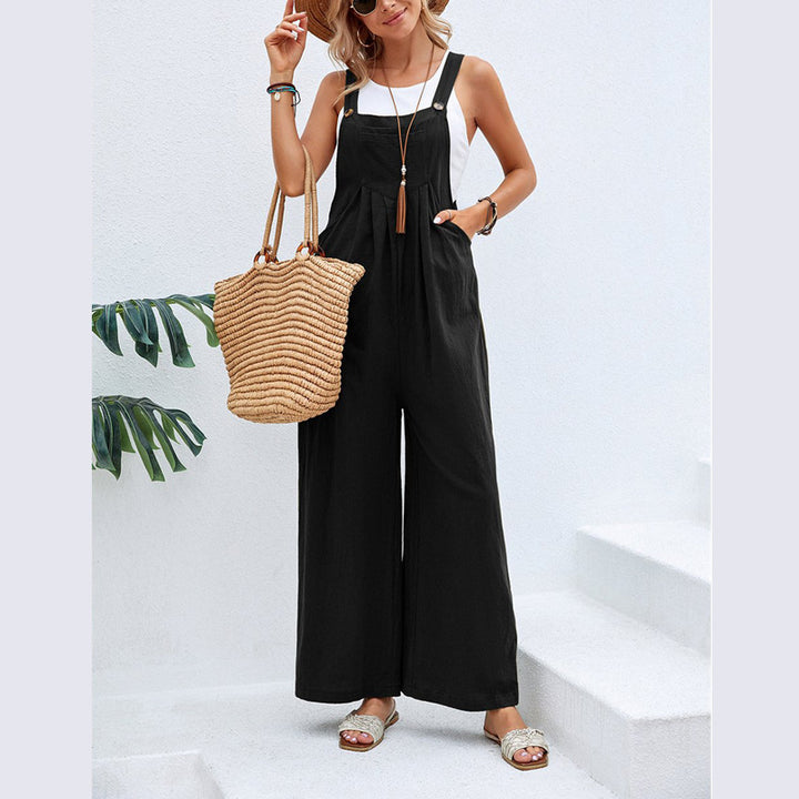 Damen weite Latzhose mit elegantem Schnitt und verstellbaren Trägern Drune