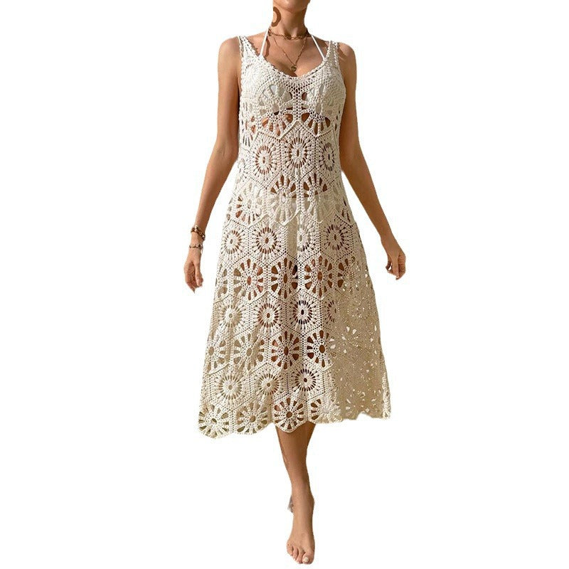 Damen luftiges Häkel-Maxikleid Drune