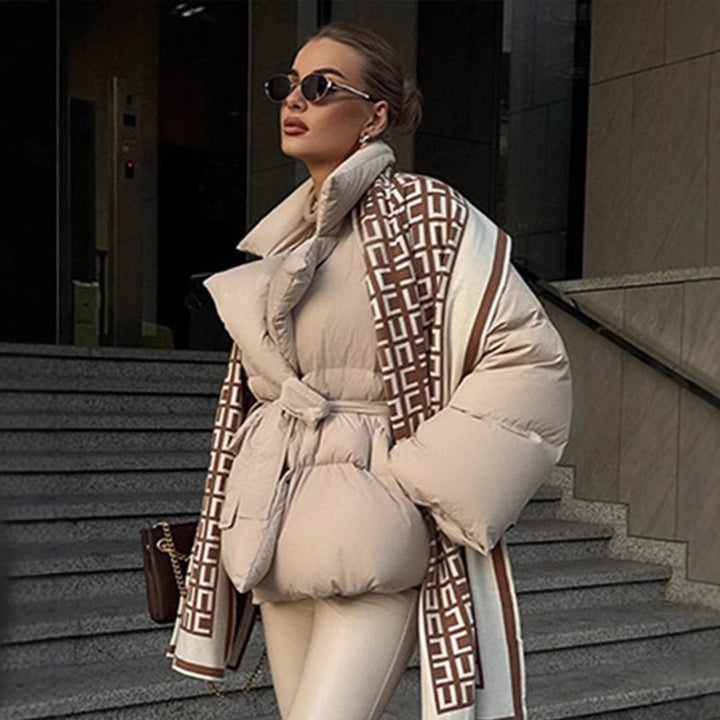 Damen Moderne Steppjacke mit Taillengürtel Drune