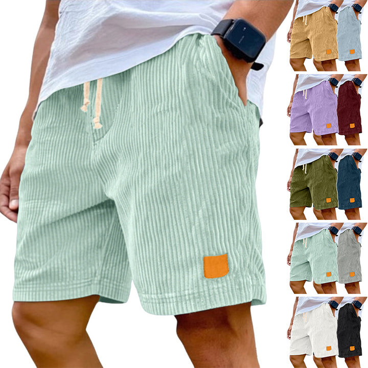 Herren nan Feincord-Shorts mit elastischem Tunnelzugbund, Kordelzug und tiefen Eingrifftaschen Drune