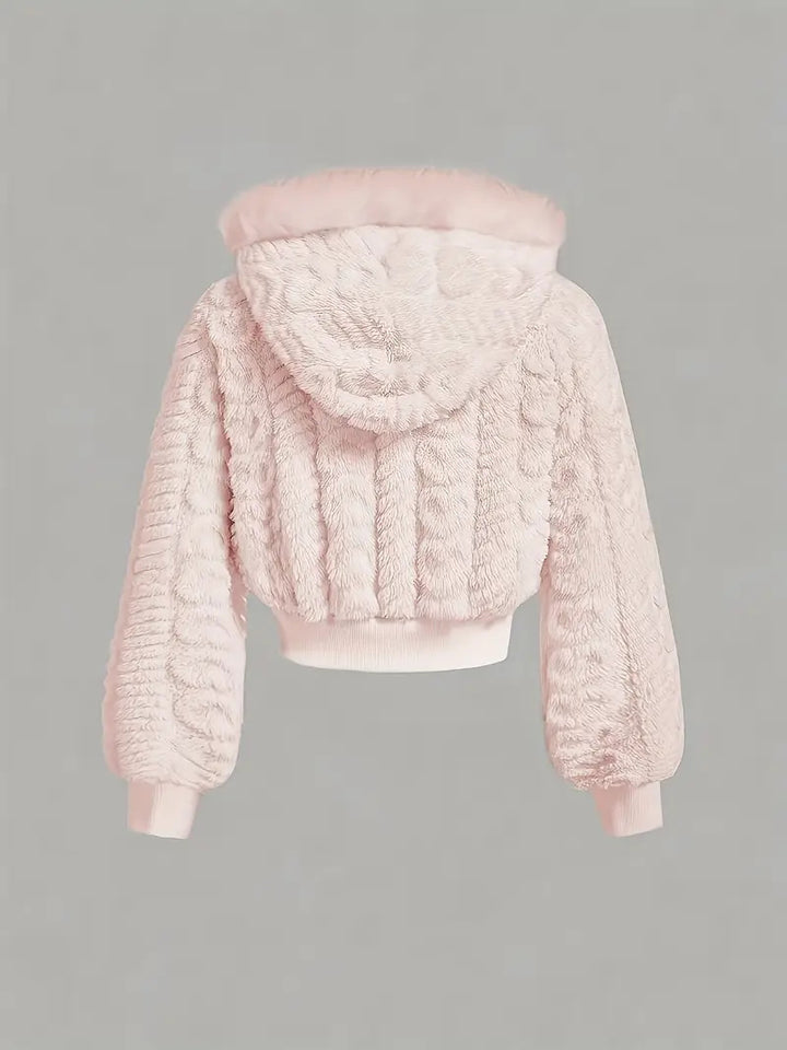 Damen Kuschelige Fleecejacke mit angeschnittenem Schnitt und Kapuze Drune