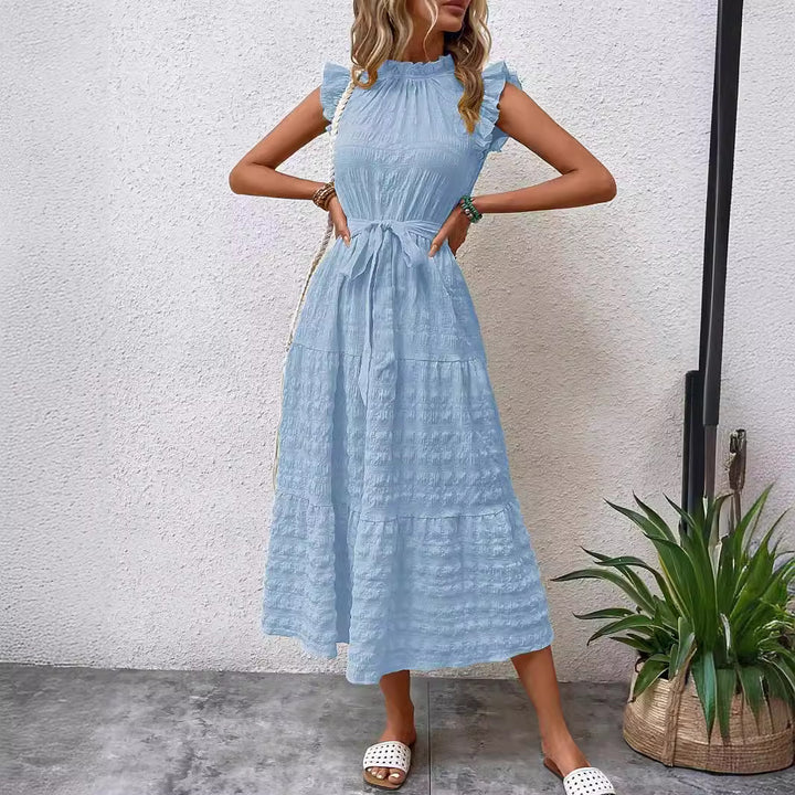 Damen Wickelkleid mit Rüschendetails und erzählt Kleidersaum Drune