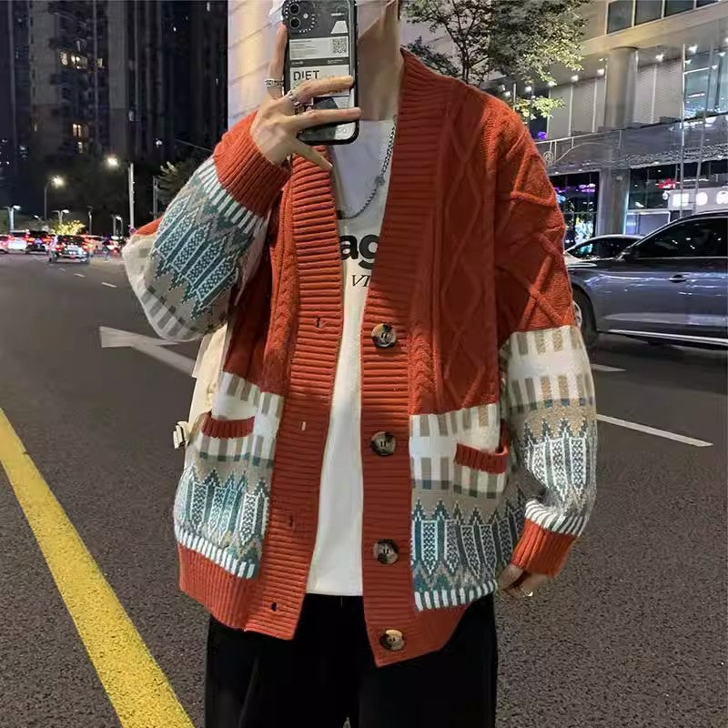 Herren Strickjacke mit modernen Mustern und praktischen Taschen Drune