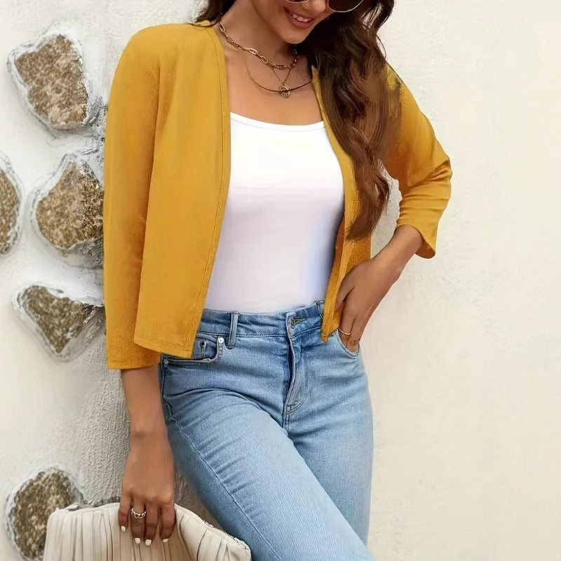 Damen Luftiger Cardigan mit offenem Frontdesign und ¾-Ärmeln Drune