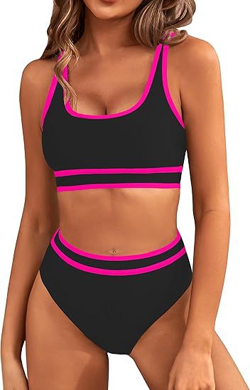 Damen Sportlicher Hochgeschnittener Bikini Drune