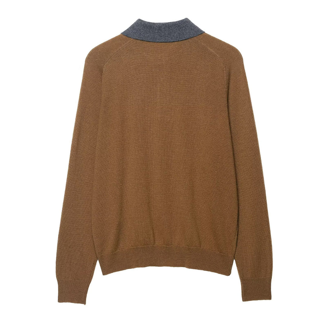 Damen Strickpullover mit modischem Rautenmuster und klassischem Polokragen Drune