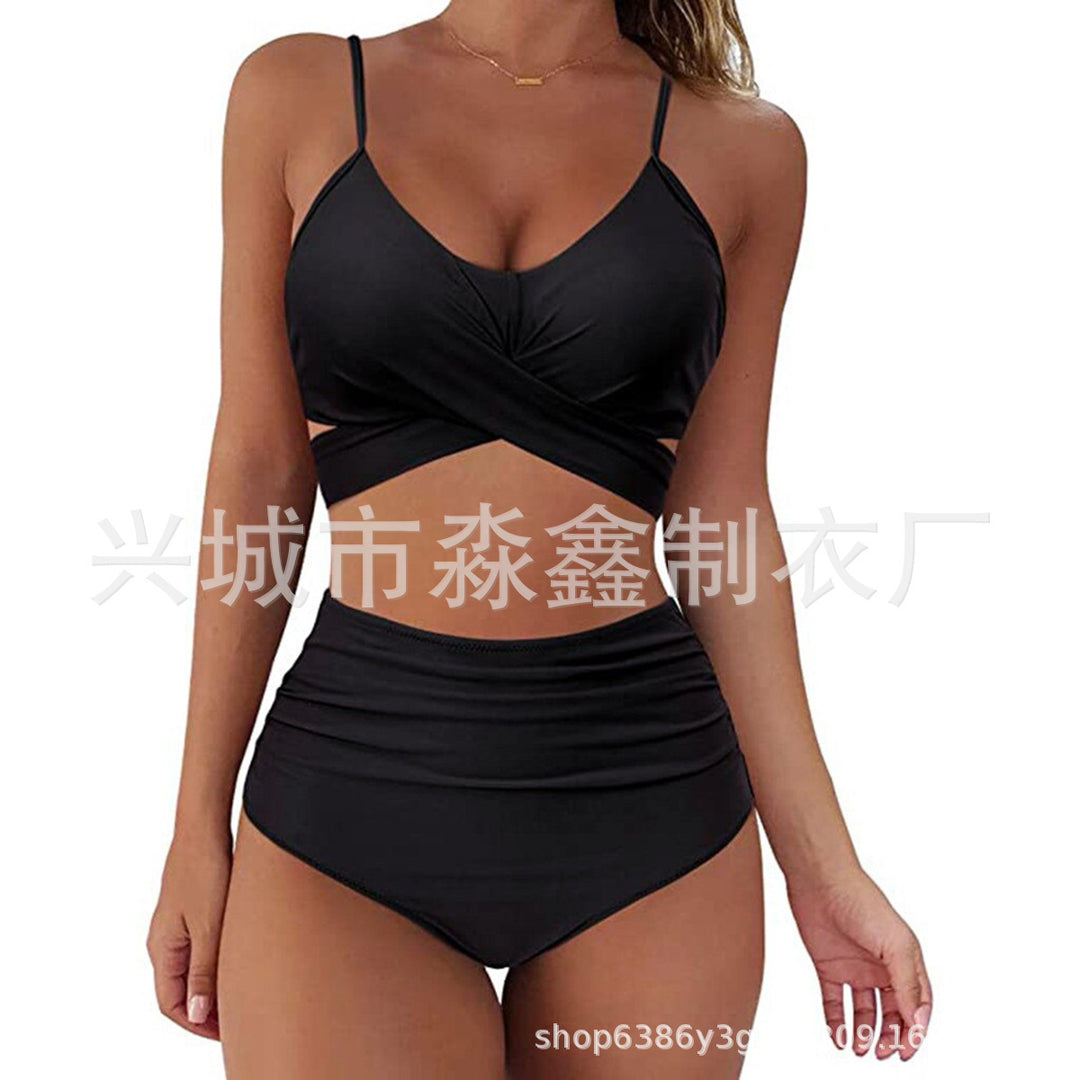 Damen Crop-Top Bikini-Set mit geflochtenem Design Drune
