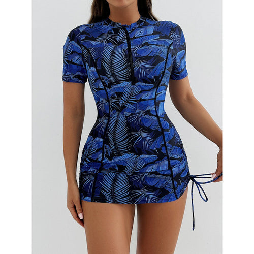 Damen Surfanzug mit stylischem Blumenmuster und kurzem Arm Drune
