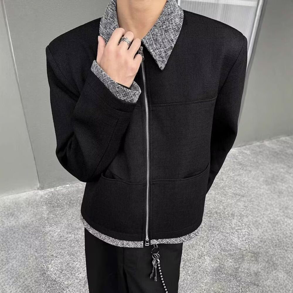 Herren moderne Übergangsjacke mit praktischen Taschen und stylishem Kragen Drune