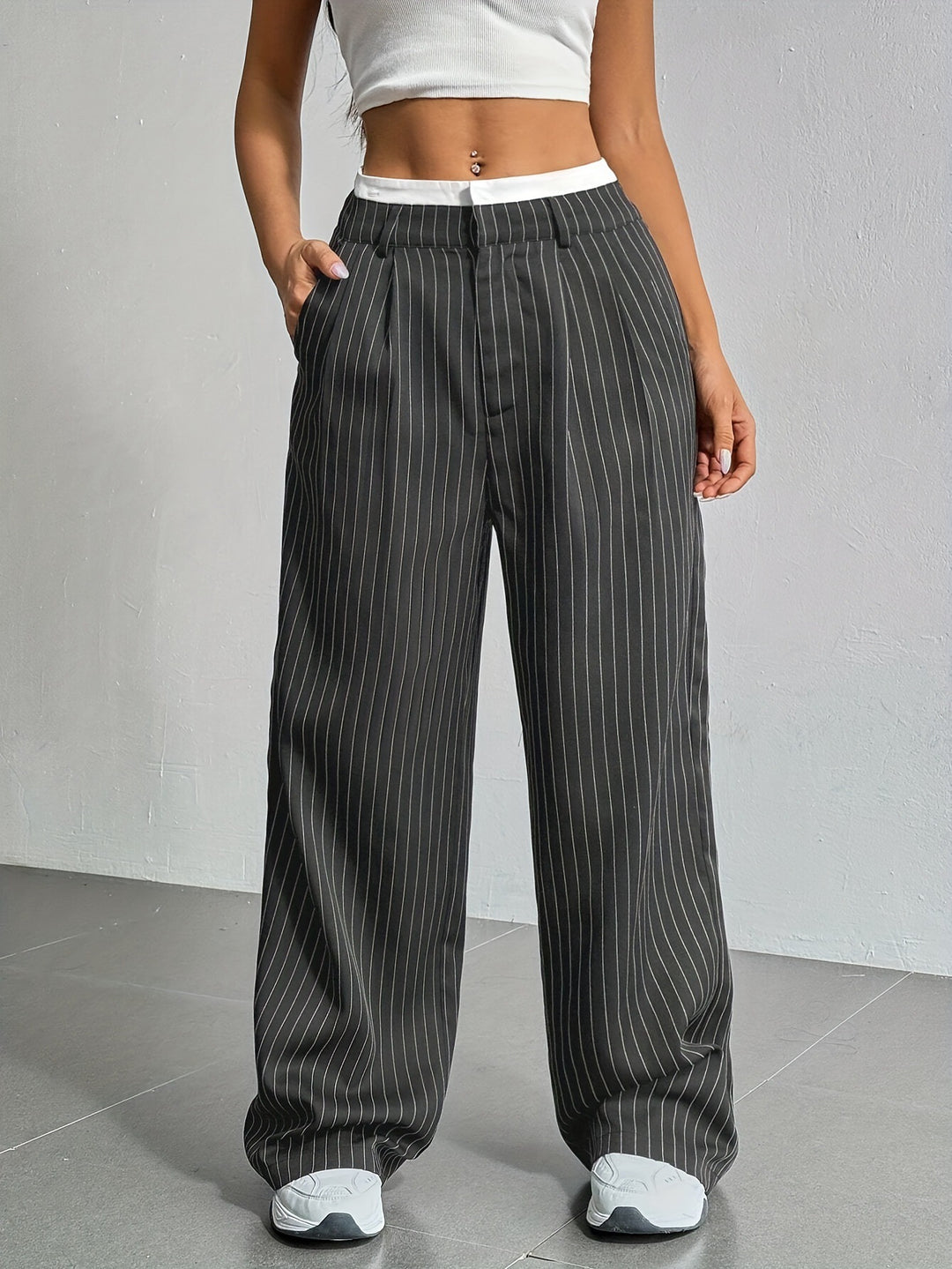 Damen klassische Hochwasserhose mit schrägen Taschen Drune