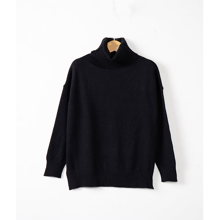 Damen gemütlicher Pullover mit Stehkragen und weitem Schnitt Drune