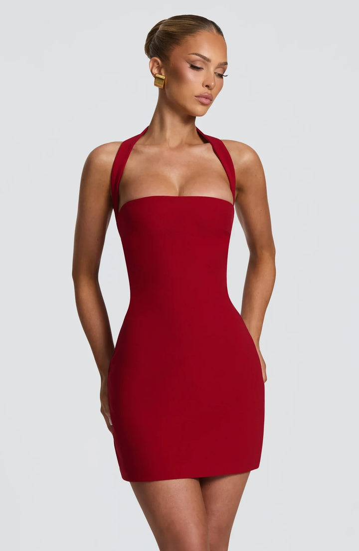 Damen elegantes Halterkleid mit figurbetonter Silhouette Drune