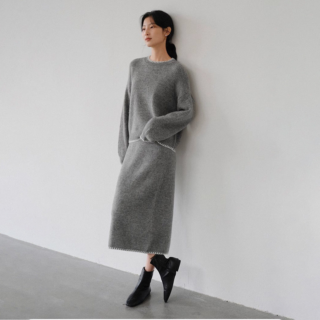 Damen Strickensemble mit lässigem Schnitt und dekorativen Details Drune