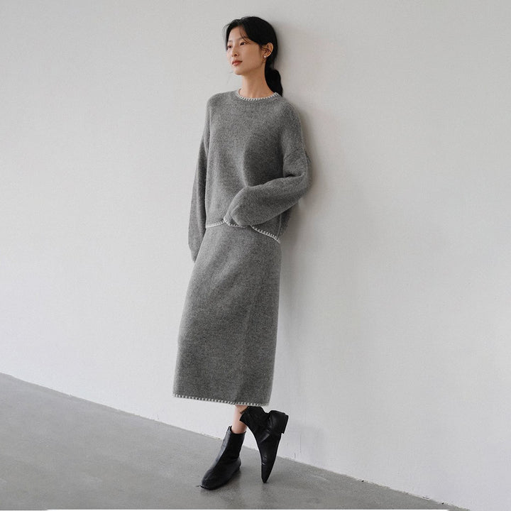 Damen Strickensemble mit lässigem Schnitt und dekorativen Details Drune