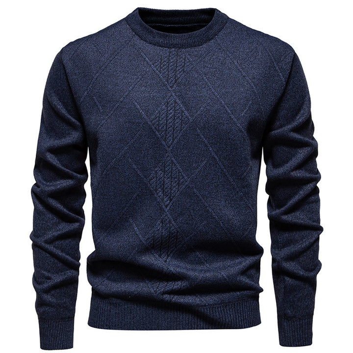 Herren Feiner Strickpullover mit strukturiertem Zopfmuster und Rundhalsausschnitt Drune