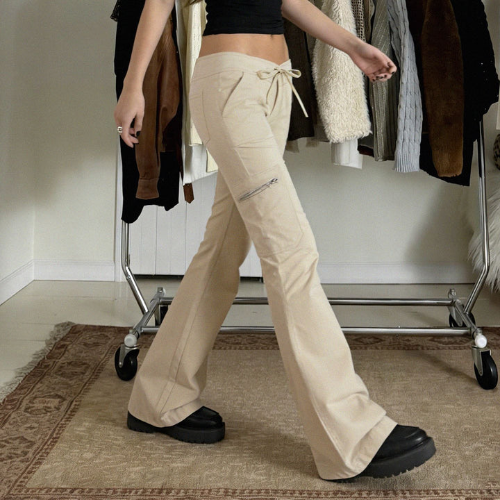 Damen bequeme Cargo-Hose mit elastischem Bund und praktischen Seitentaschen Drune
