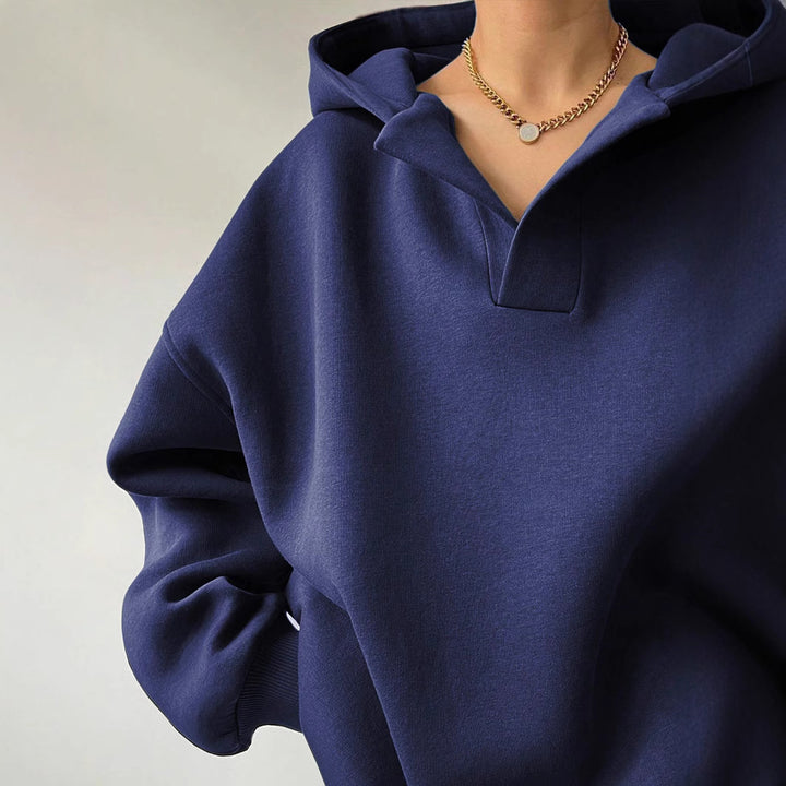 Damen Oversized Kapuzenpullover mit einzigartigem Kragen Drune