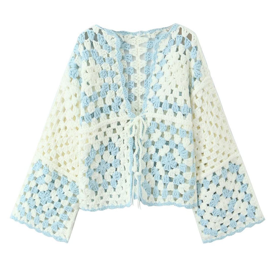Damen Häkeljacke mit traditionellen Motiven und lässigem Schnitt Drune