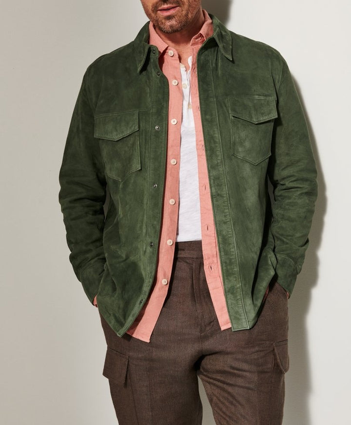 Herren Suede Jacke mit zwei aufgesetzten Taschen und modernem Schnitt Drune