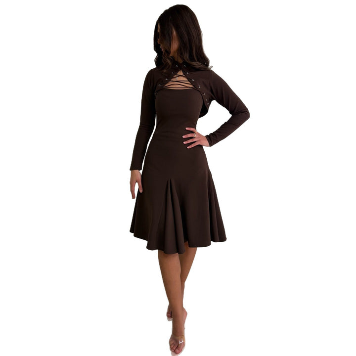 Damen Kleid mit innovativem Schnitt und modischem Überwurf Drune
