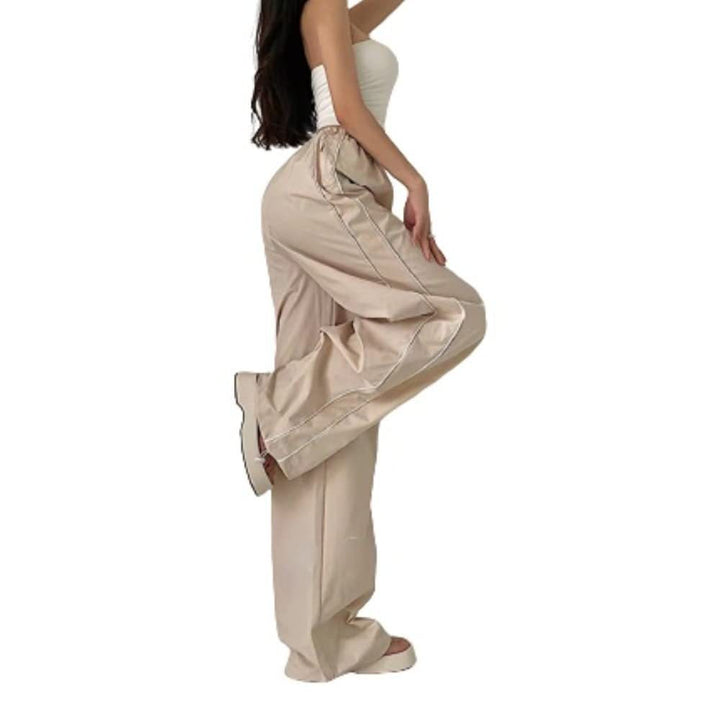Damen Sportliche Hose mit Weitem Schnitt und Elastischem Bund Drune
