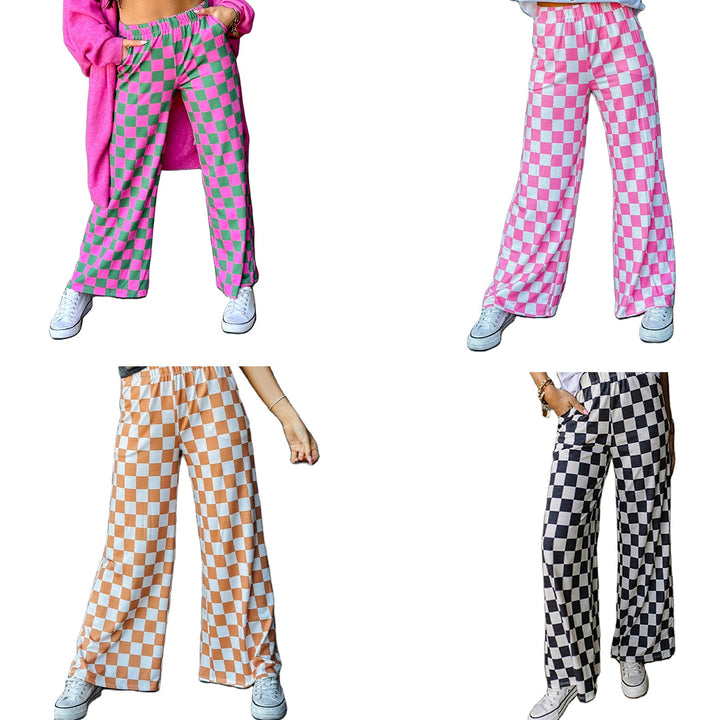 Damen Karierte Palazzohose Drune