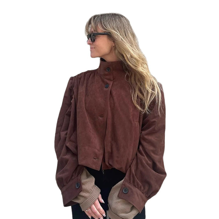 Damen Oversized Wildlederjacke mit voluminösen Ärmeln Drune