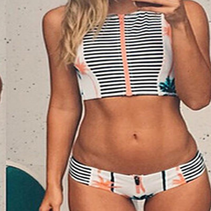 Damen Cropped Badeset mit asymmetrischem Reißverschluss Drune