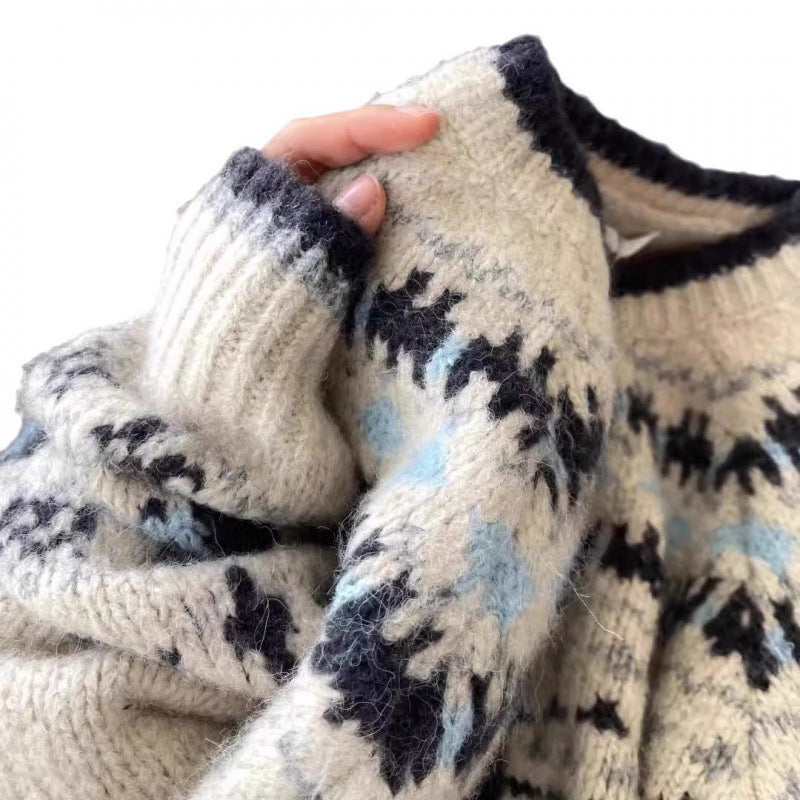 Damen Strickjacke mit traditionellem Norwegermuster und hochwertigen Knöpfen Drune