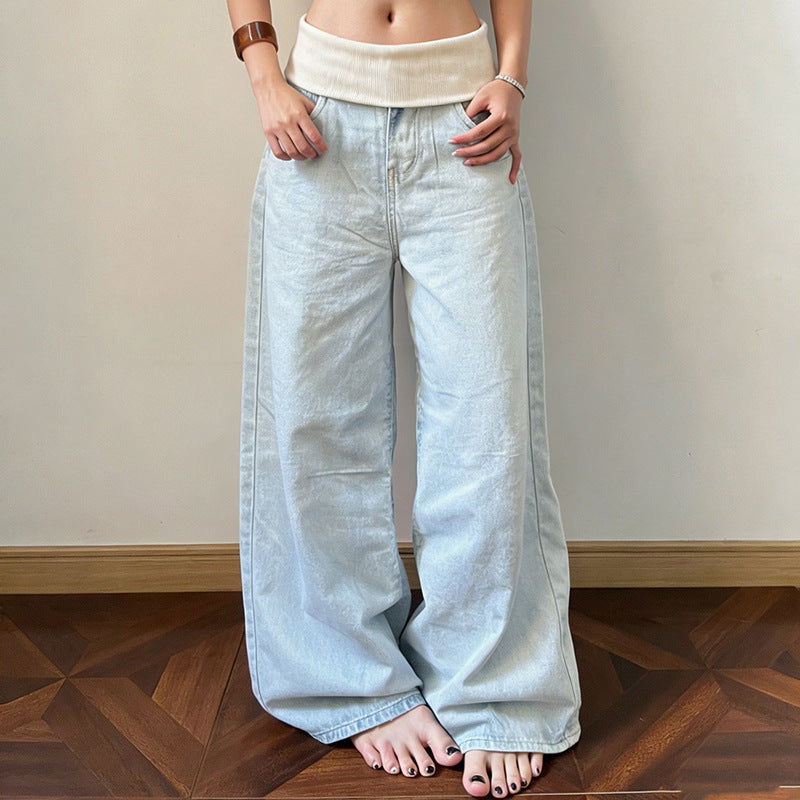 Damen Weitgeschnittene Jeans mit hohem Bund und elastischem Komfort Drune