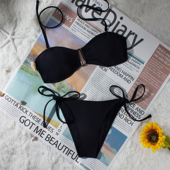 Damen Bandeau-Bikini mit verstellbaren Trägern und eleganten Detail Drune