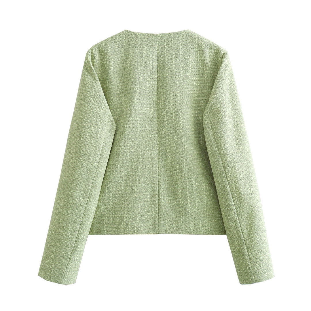 Damen modische Bouclé-Jacke mit praktischen Taschen Drune
