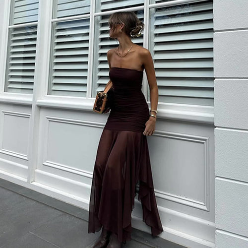 Damen Longdress mit raffinierten Falten und elegantem Chiffon-Einsatz Drune