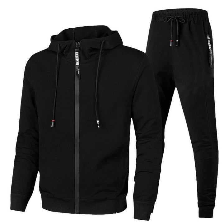 Herren nan zweiteiliges Trainingsset mit durchgehendem Reißverschluss Hoodie, Kordelzug und schmal zulaufender Jogginghose Drune