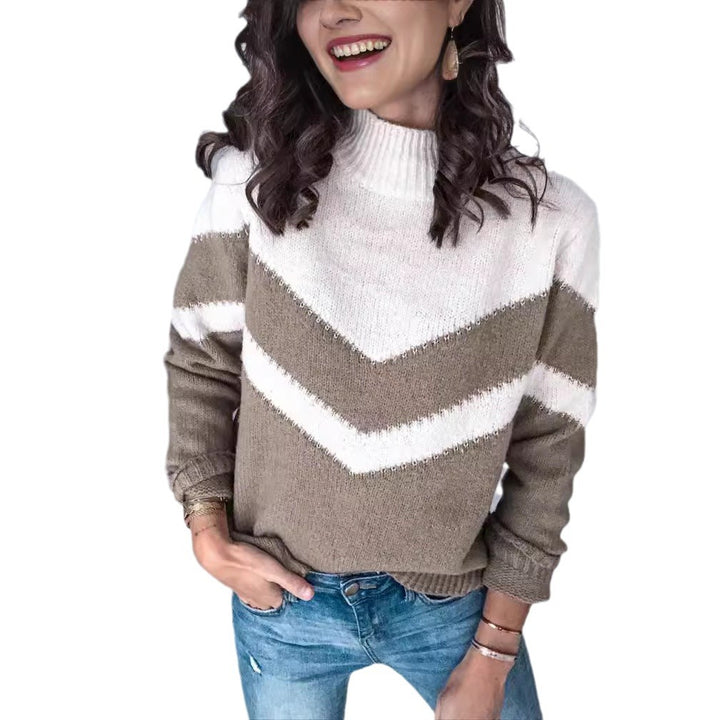 Damen Strickpullover mit V-Ausschnitt und kontrastierendem Chevrondesign Drune