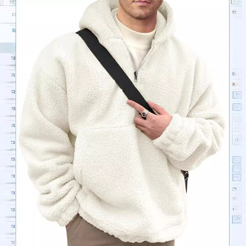 Herren kuscheliger Fleece-Pullover mit halbem Reißverschluss Drune