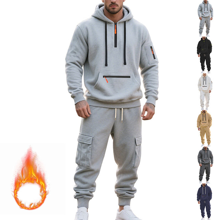Herren sportliches Hoodie und Bundhose Set mit praktischen Taschen Drune