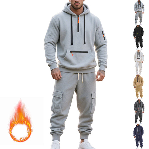 Herren sportliches Hoodie und Bundhose Set mit praktischen Taschen Drune