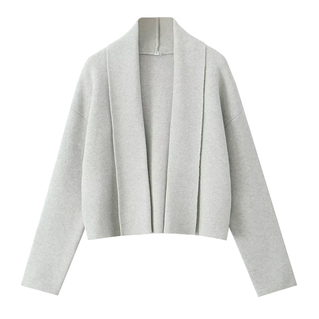 Damen lässige Strickjacke mit offenem Design und V-Ausschnitt Drune
