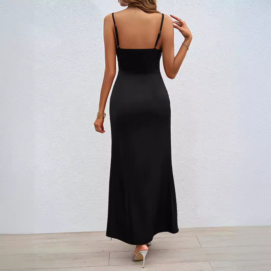 Damen Luxuriöses Abendkleid mit tiefem Schlitz und verstellbaren Trägern Drune