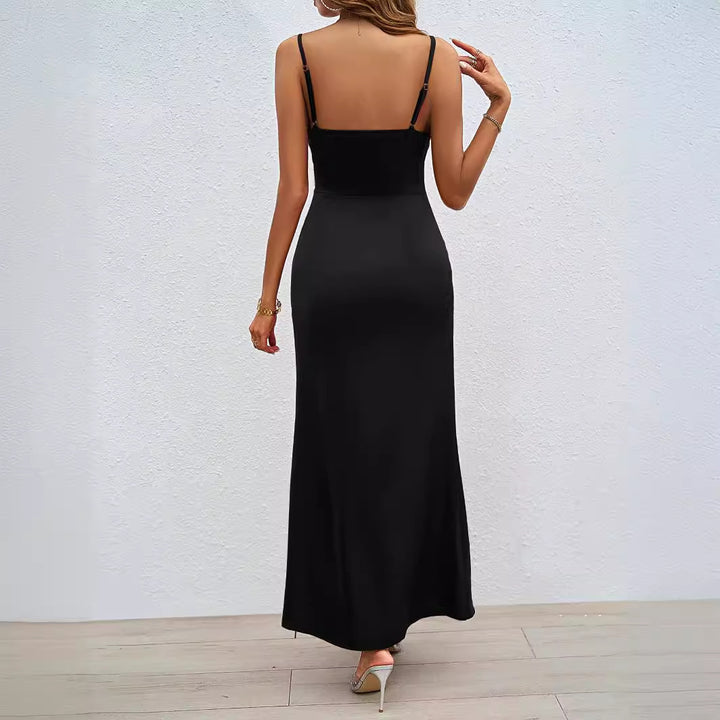 Damen Luxuriöses Abendkleid mit tiefem Schlitz und verstellbaren Trägern Drune