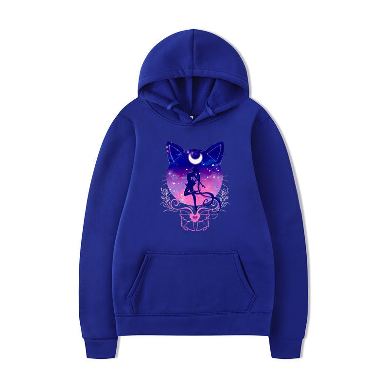 Damen Kapuzenpullover mit künstlerischem Katzenmotiv und bequemer Passform Drune