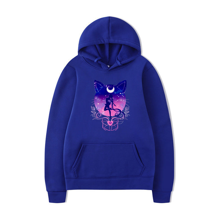 Damen Kapuzenpullover mit künstlerischem Katzenmotiv und bequemer Passform Drune