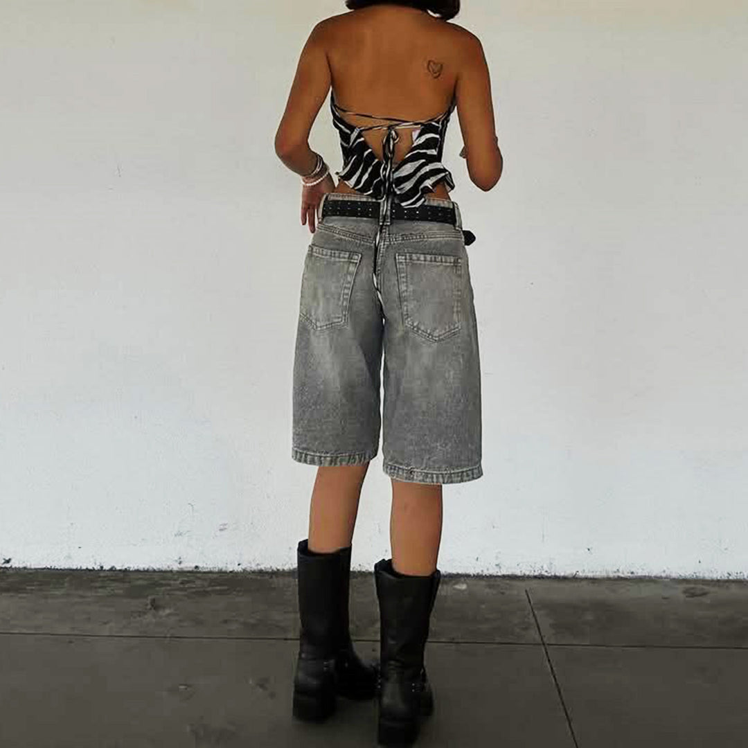 Damen Hochgeschnittene Denim-Shorts im modernen Stil Drune