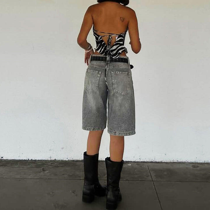 Damen Hochgeschnittene Denim-Shorts im modernen Stil Drune