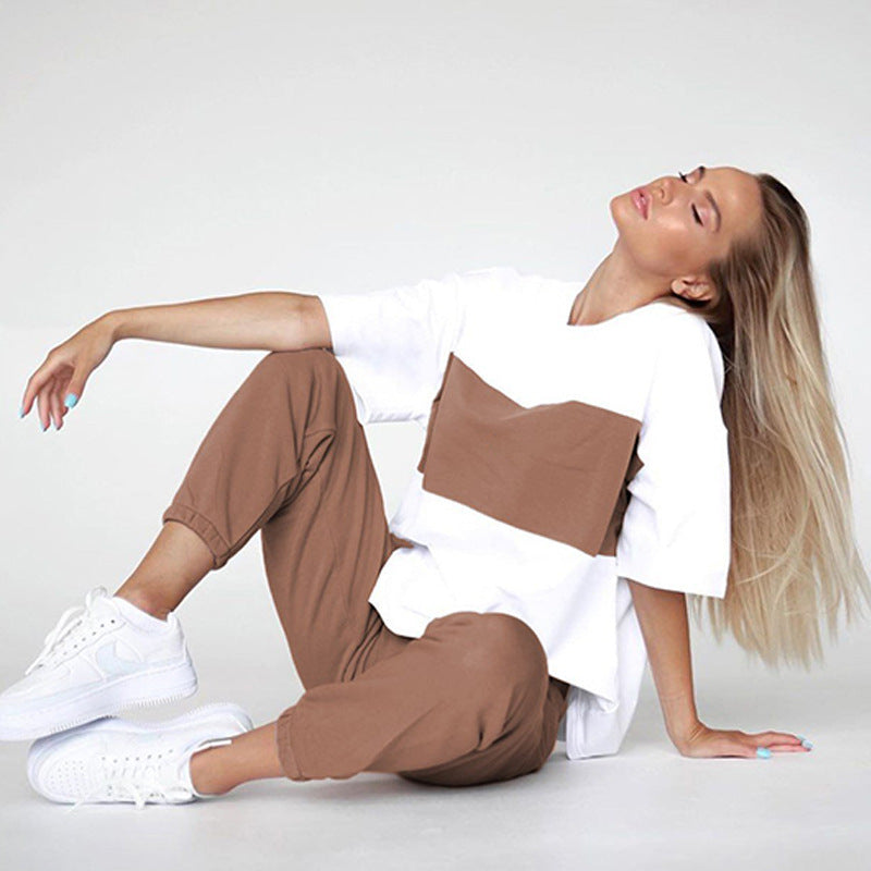 Damen lässiger Sportanzug mit oversized Shirt und bequemen Jogginghosen Drune