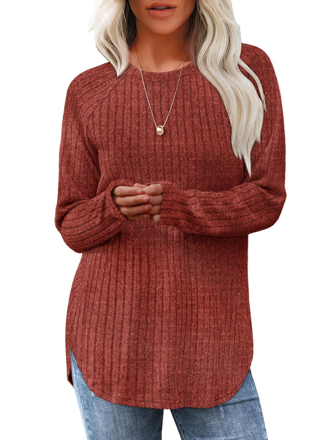 Damen Oversized Pullover mit Rippstruktur und lässigem Schnitt Drune