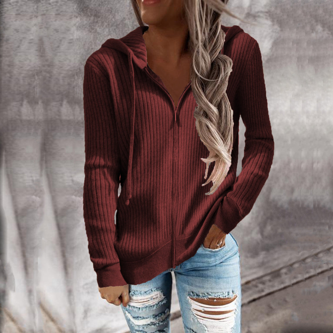 Damen Strickjacke mit Kapuze und seitlichen Taschen Drune