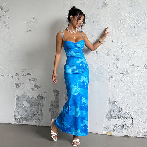 Damen Figuroptimiertes Maxikleid mit floralem Design Drune